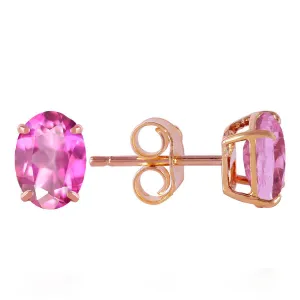 1.8 Carat 14K Solid Rose Gold Panache Pink Topaz Stud Earrings