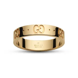 18K Gold Icon Ring with Thin Double G Engraved