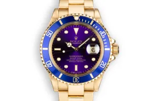 1989 Rolex 18K YG Submariner 16618 Purple Dial