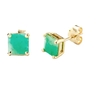 2.9 Carat 14K Solid Yellow Gold Woman A Mind Emerald Earrings