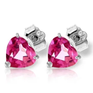 3.25 Carat 14K Solid White Gold Stud Earrings Natural Pink Topaz