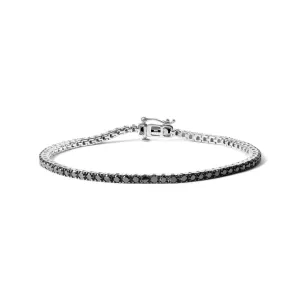 .925 Sterling Silver 2.0 Cttw 4-Prong Set Treated Black Round-Cut Diamond Classic Tennis Bracelet (Black Color, I2-I3 Clarity) - 7.25"