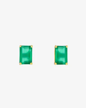 Amalfi Emerald Cut Green Onyx Studs