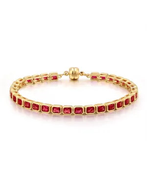 Bezel Emerald Ballier Bracelet- Ruby Red- Gold