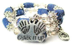 Chalk It Up Blue Jean Beaded Wrap Bracelet