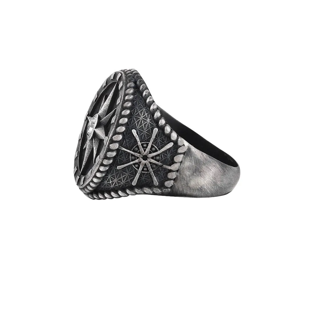 Compass Ring - Solid Silver