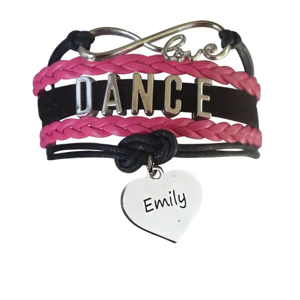 Custom Engraved Dance Infinity Bracelet - Pick Colors