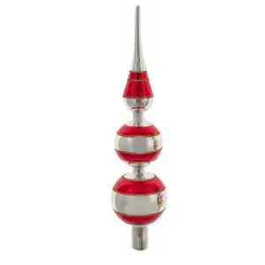 Early Years Glass Finial Tree Topper - Red and Silver