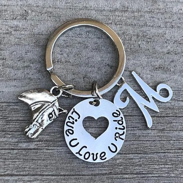 Equestrian Live Love Keychain with Letter Charm