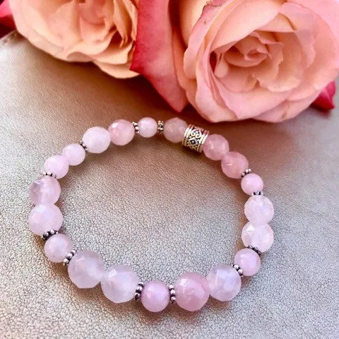 Essence of Love: Rose Quartz Bracelet with Silver Beads