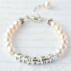 Graceful Pearls Name Bracelet