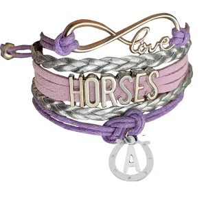 Horseshoe Initial Charm Bracelet - Pick Colors