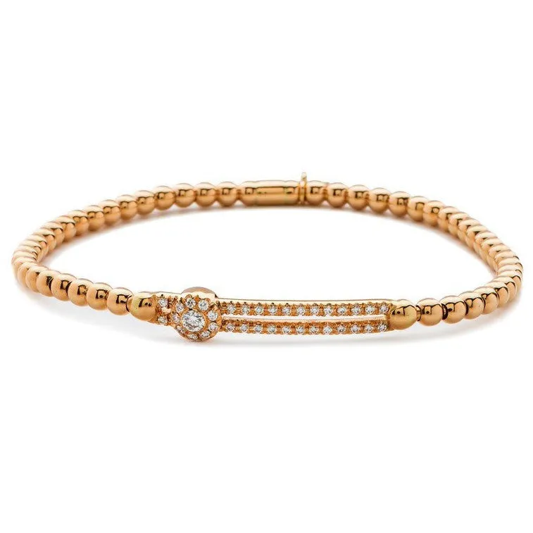 Hulchi Belluni Fidget Bracelet with Single Pave Diamond Moveable Station Rose Gold Stretch Stackable