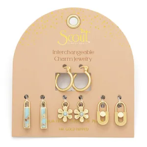 Interchangeable Charm Earring - Aqua Terra / Peace / Gold