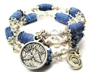 Little Angel Blue Jean Beaded Wrap Bracelet