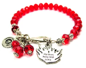 My Heart Burns With Love Splash Of Color Crystal Bracelet