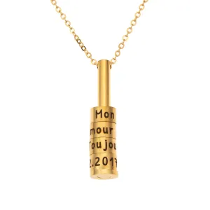 Round Bar Pendant Necklace with Charms