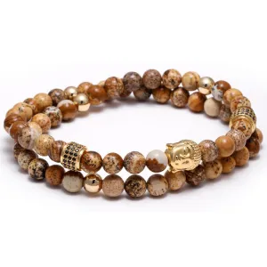 Semi-Precious Natural Stones Gold Buddha Bracelet