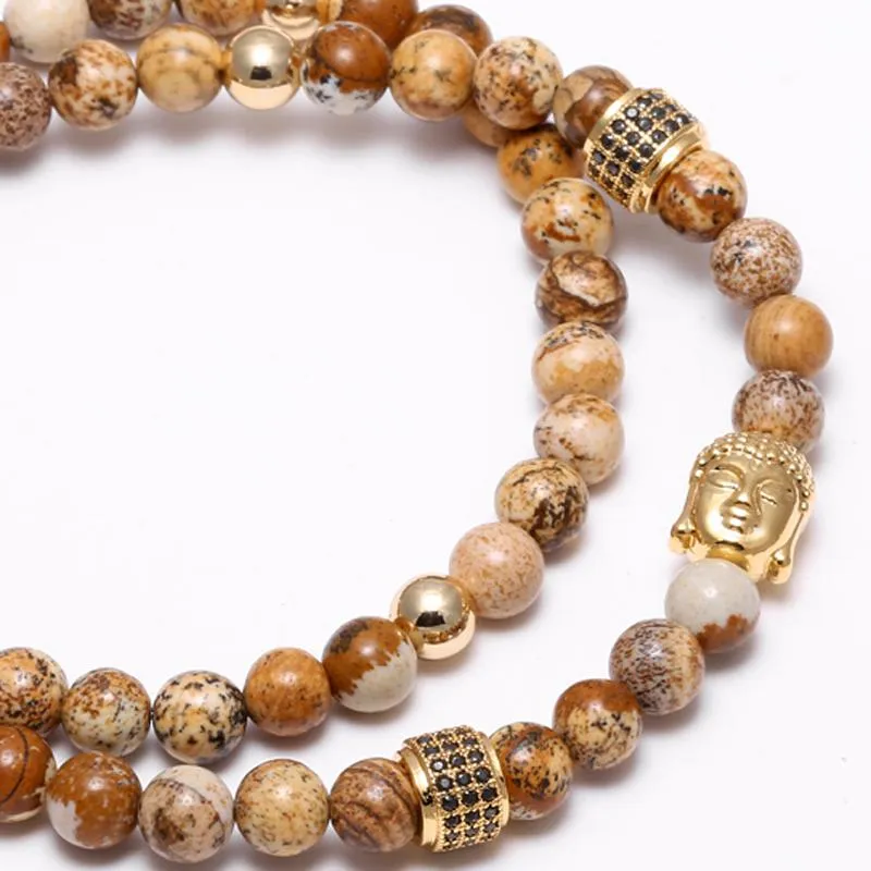 Semi-Precious Natural Stones Gold Buddha Bracelet