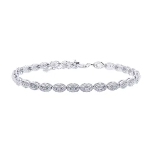 Silver Antique Oval Diamond Bracelet