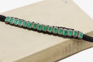 Woven Silk Emerald   Diamond Bracelet