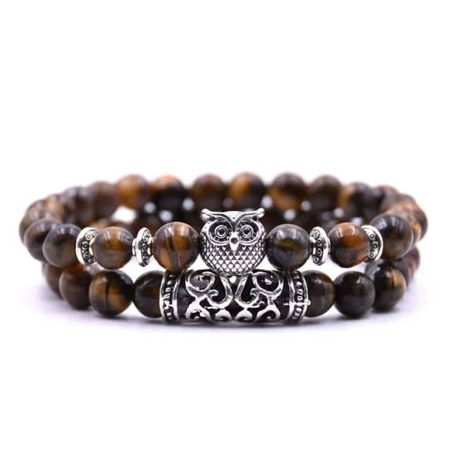 YIZIZAI Owl Bracelet Jewelry Stone Bracelets Men Women Pulseira Masculina Feminina Bileklik Pulseras Mujer Bijoux Armband set